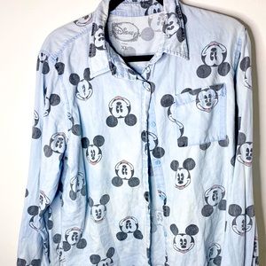 Mickey Mouse button down denim shirt | Boxlunch